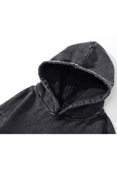 Raver hoodie grunge pullover thermal print top in acid grey