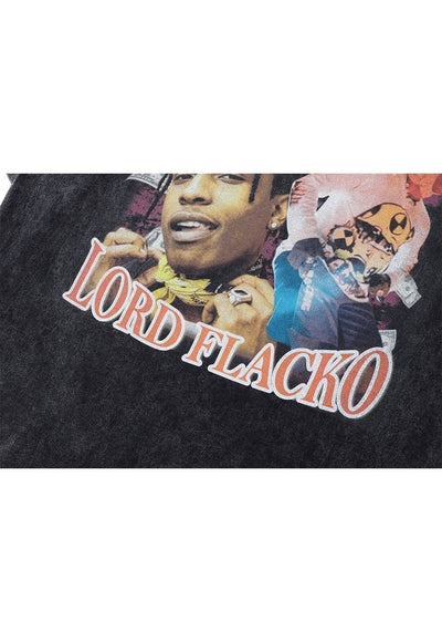 ASAP Rocky fan t-shirt rapper tee retro skater top in black