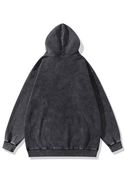 Punk print hoodie grunge pullover rocker top in acid grey