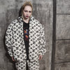 LV fleece jacket handmade recycled faux fur sports bomber in white
