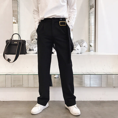 One-Shoulder Detachable belt unusual Casual Pants