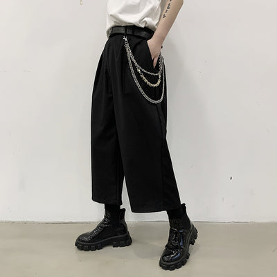 Wide Leg Straight Loose fit Metal Chain Decoration Casual Pants