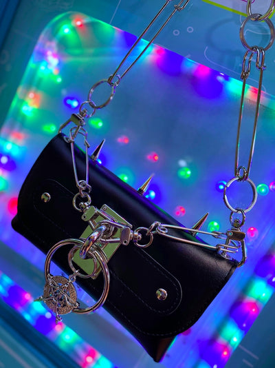 Cyberpunk Metal Ring Pointed Pin Pin Diablo Mini Waist Bag Shoulder Bag