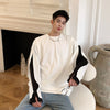 contrast color stitching sleeves loose fit sweatshirt in 2 colors