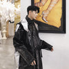 Dual color stitching loose fit detachable hood shiny rubbery Trench jacket