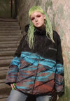 Gradient space print bomber tie-dye planet jacket black