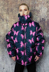 Reversible bomber butterfly jacket detachable puffer purple