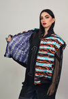 Zebra stripe varsity jacket geometric reversible 4in1 bomber