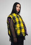 Tartan check varsity jacket purple flame reversible bomber