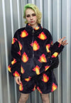 Flame fleece jacket hand made fire bolt track bomber black