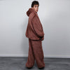 Faux fur joggers luxury fluffy pants handmade fleece trousers long hair premium overalls in brown