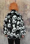 Panda fleece jacket animal print fluffy retro bomber black