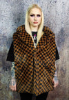 Chequerboard fleece jacket reversible handmade check coat