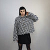 Button up check bomber jacket Chequerboard varsity SKA aviator chess pattern coat in black and white