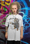 Fat cat t-shirt anatomy print tee graffiti retro top white