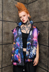 Psychedelic bomber jacket handmade detachable raver puffer