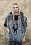 Python fleece bomber faux fur detachable snake jacket grey