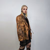 Faux leather print blazer skin imitation jacket Japanese style tuxedo kimono frock glam rock frock catwalk coat shoulder padded suit brown