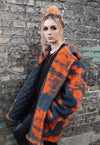 Camo fleece jacket handmade 2in1 abstract trench coat orange