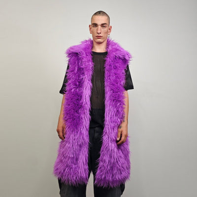 Purple haze faux fur coat long fuzzy lilac jacket Eras trench festival fluffy violet overcoat party lavender bomber neon shaggy rave mac