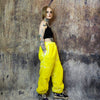 Faux fur joggers luxury detachable party pants handmade Barbie shorts fluffy premium festival overalls neon lemon yellow