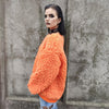 Fluffy sweater grunge fleece jumper long hair sweatshirt raver pullover long sleeve festival top faux fur sweater in orange