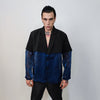 Transparent blazer see-through jacket going out coat fancy dress bomber catwalk blazer sheer glam rocker top satin varsity in blue black