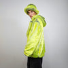 Luminous faux fur coat neon green trench oversize lemon jacket festival overcoat fluorescent peacoat rave bomber psychedelic party fleece