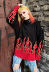 Flame knitted sweater red fire boxy fit knitwear jumper red