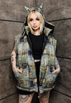 Paisley bomber jacket detachable bandanna puffer in green