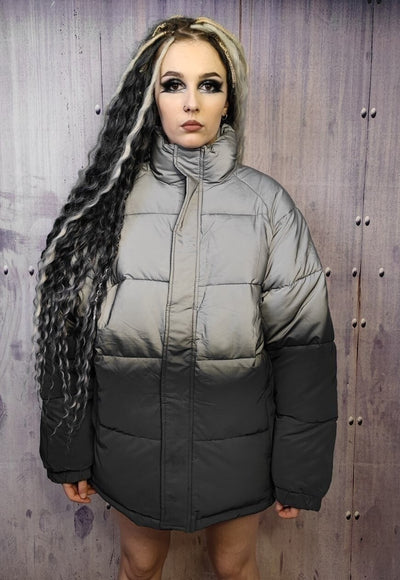 Reflective bomber luminous cotton padded puffer jacket grey