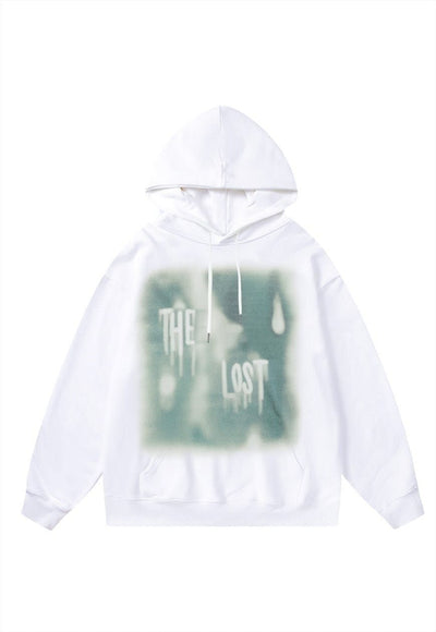 Grunge hoodie Gothic pullover premium punk jumper in white