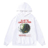 Earth print hoodie world peace pullover raver jumper white