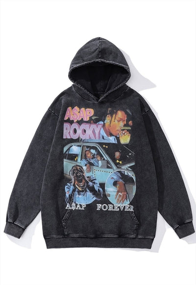 ASAP Rocky hoodie hip-hop pullover rapper jumper in grey