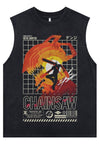 Anime print tank top surfer vest Chainsaw sleeveless t-shirt