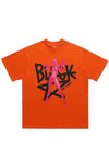 Pentagram star t-shirt pistol print tee grunge top in orange