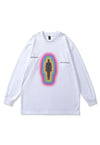 Thermal t-shirt cyber Aura print long tee retro top white