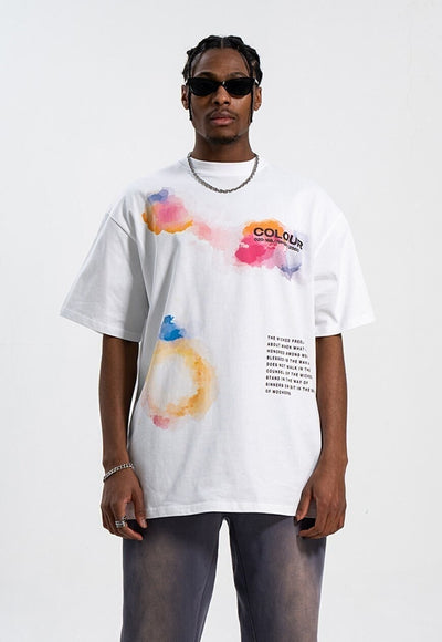 Paint splatter t-shirt graffiti tee grunge top in white