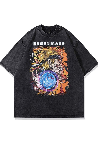 Rasen Maru t-shirt Anime tee retro Naruto anime top in grey