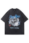 Watch print t-shirt time slogan tee gangster top acid grey