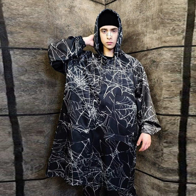 Spider web jacket handmade Gothic windbreaker in black