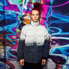 Reflective bomber luminous cotton padded puffer jacket grey