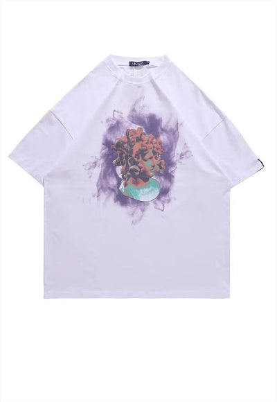 Medusa t-shirt retro statue top grunge smoke tee in white