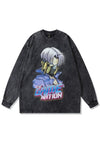 Anime boy t-shirt old Japanese cartoon tee retro top in grey