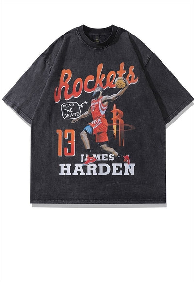 James Harden t-shirt basketball tee Rockets top in grey