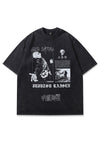 Anime t-shirt Japanese cartoon tee metalcore top acid grey