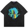 Psychedelic t-shirt skeleton top vintage wash futuristic tee