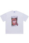 Lips print t-shirt grunge lipstick tee mouth top in white