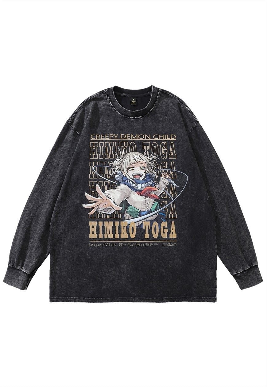 Himiko Toga t-shirt vintage wash long tee retro anime top - NOW MILLENNIAL