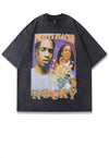 Rapper t-shirt Flacko tee retro hip-hop top in acid grey